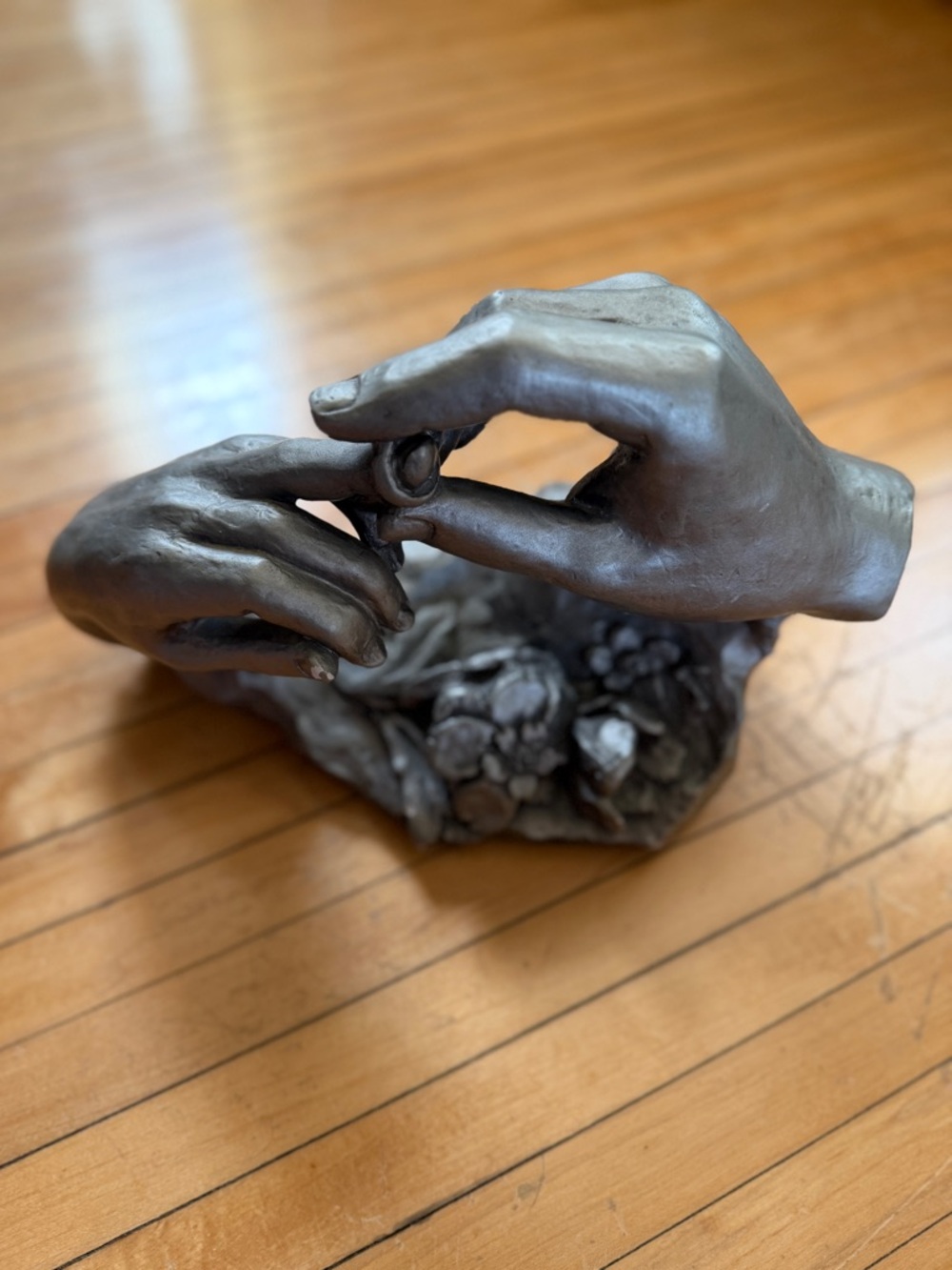 Vintage 1980 The Ring Wedding Hands By David Fisher Austin Sculpture 14"L